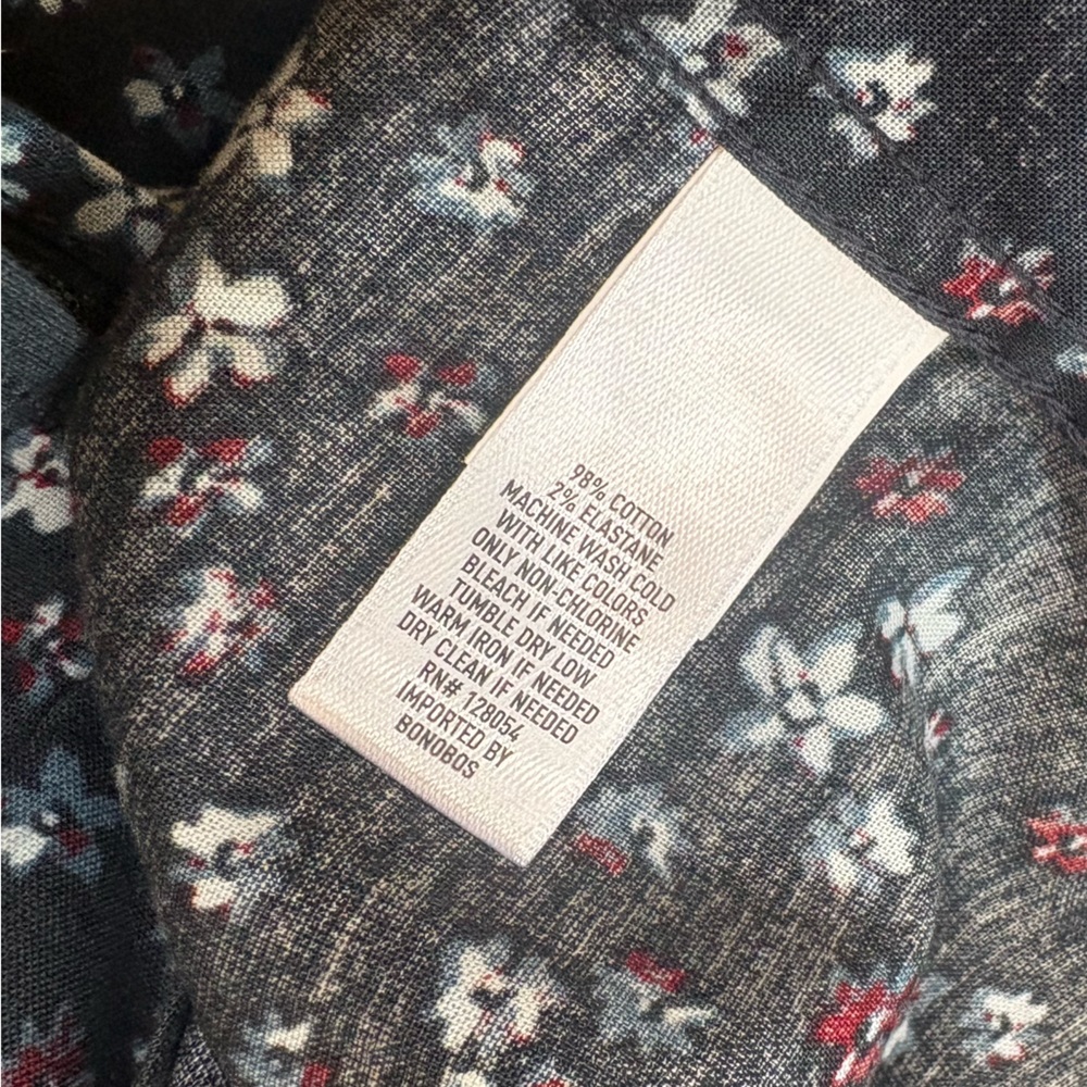 Bonobos Navy Floral Button Down Shirt - Picture 6 of 7